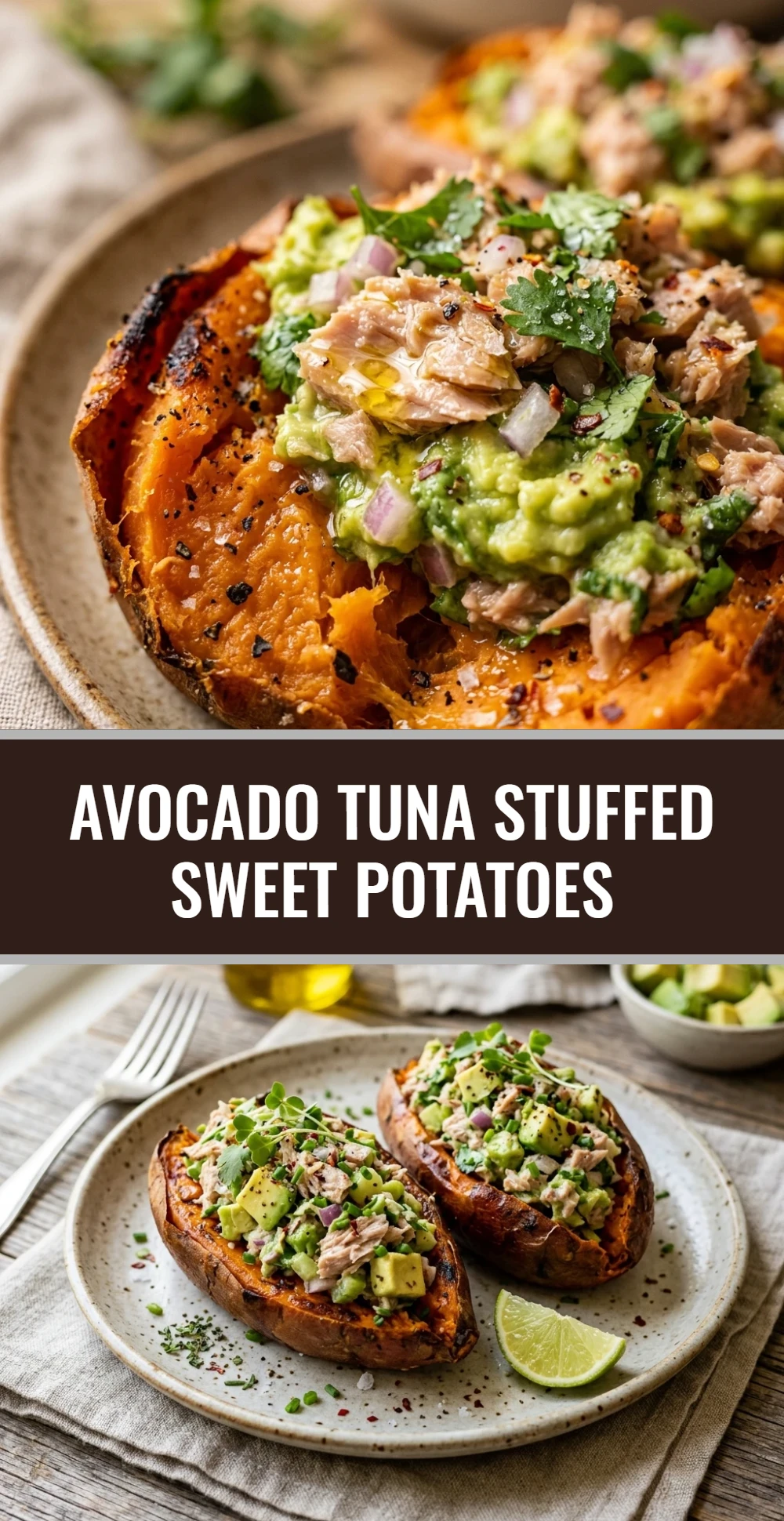 Avocado Tuna Stuffed Sweet Potatoes