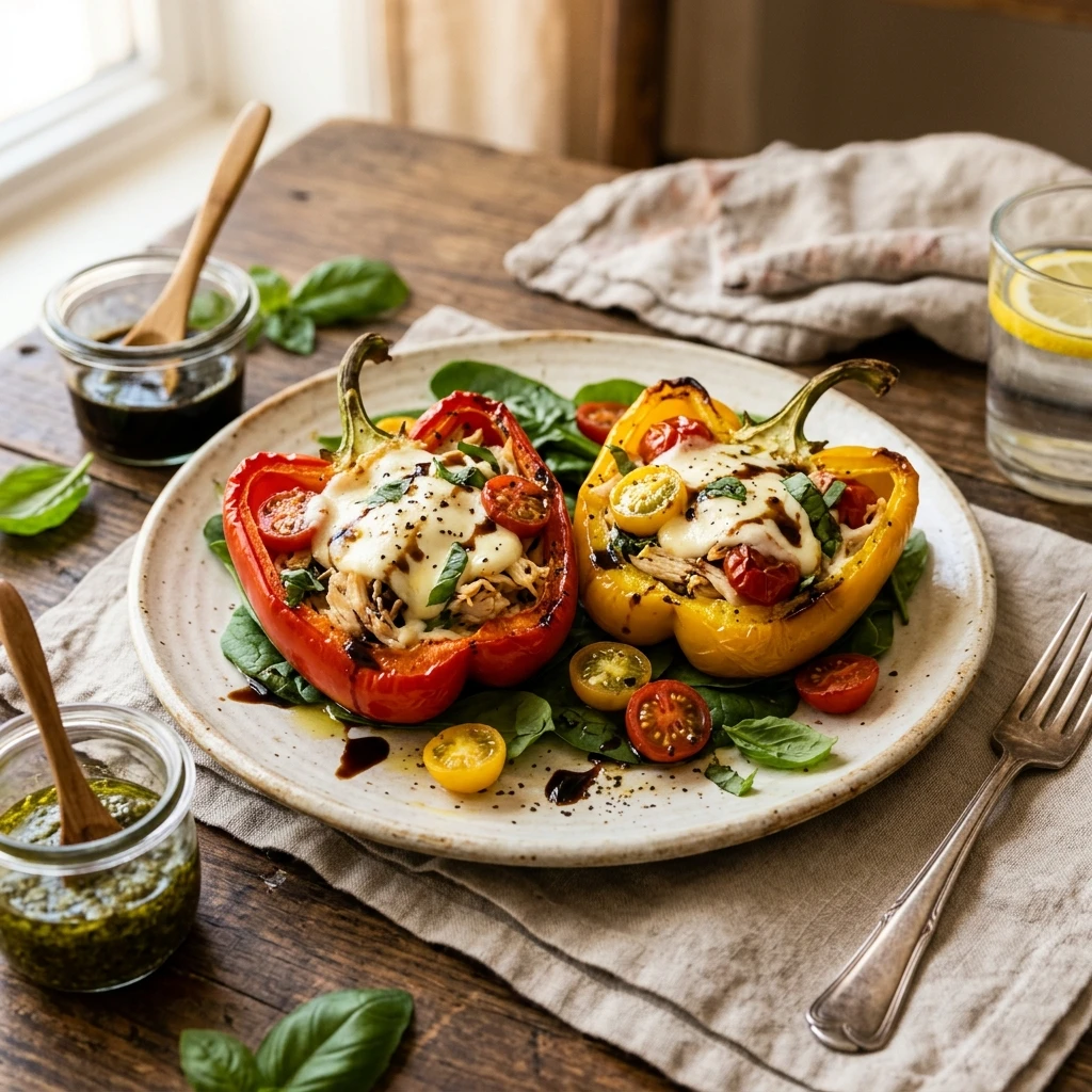 Caprese Chicken Stuffed Peppers