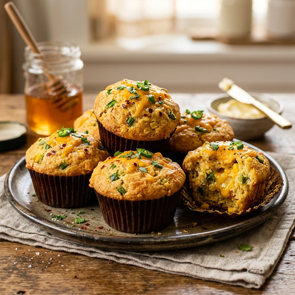 Cheddar Jalapeño Cornbread Muffins