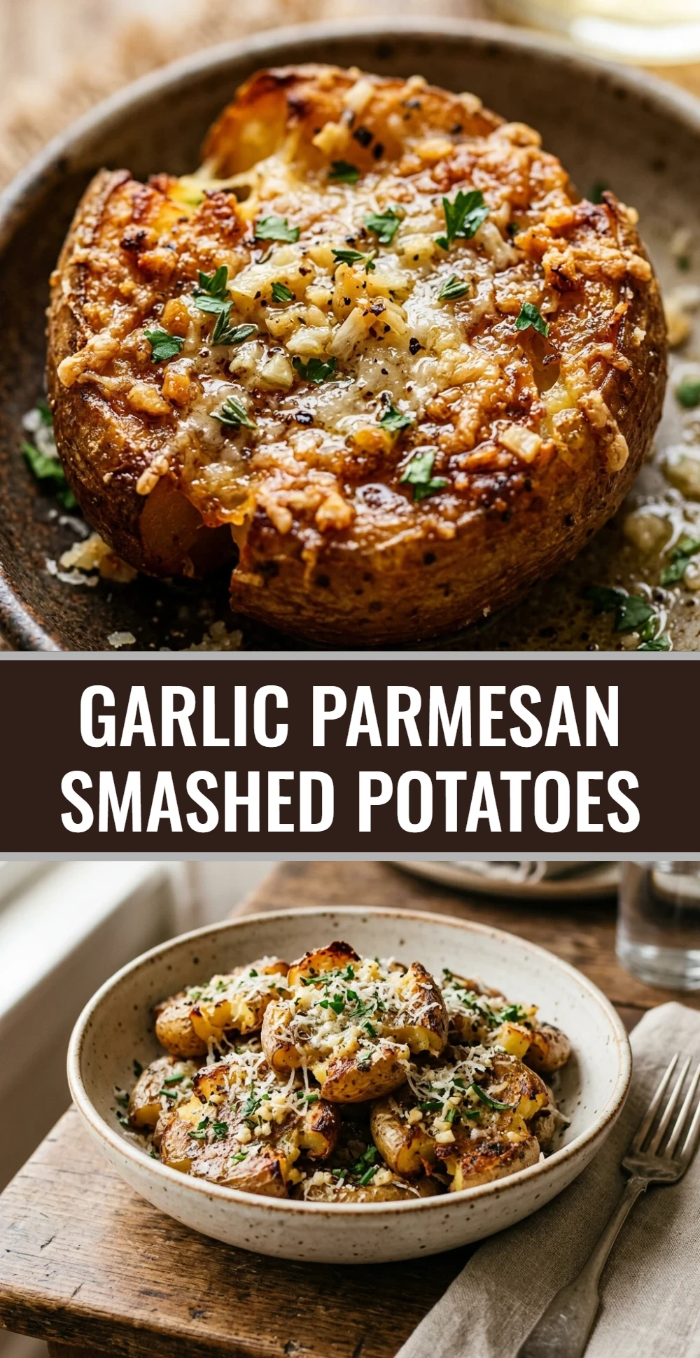 Garlic Parmesan Smashed Potatoes