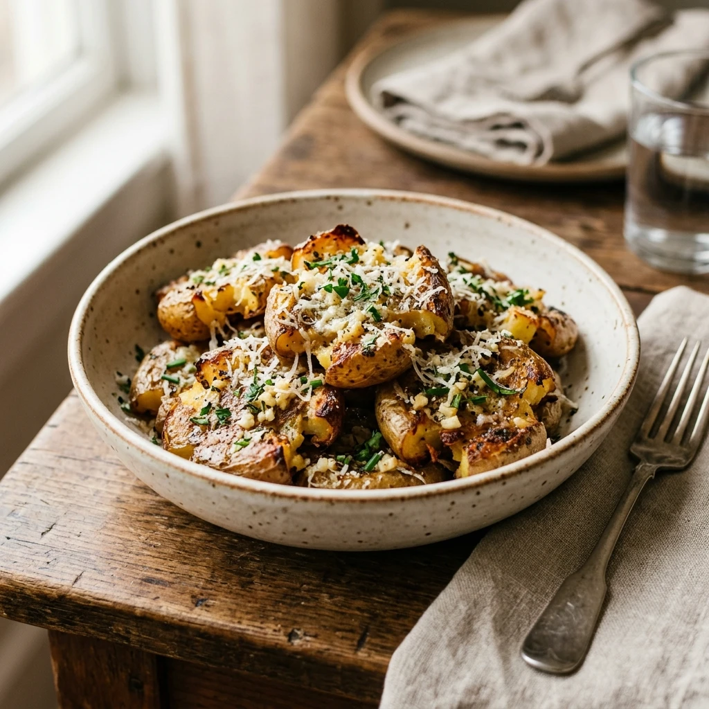 Garlic Parmesan Smashed Potatoes
