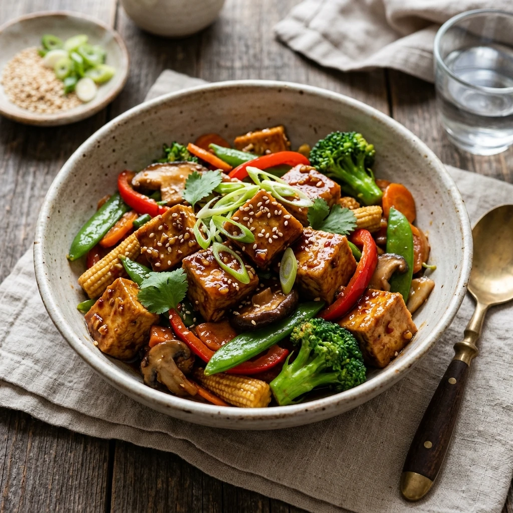 Ginger Soy Glazed Tofu Stir Fry