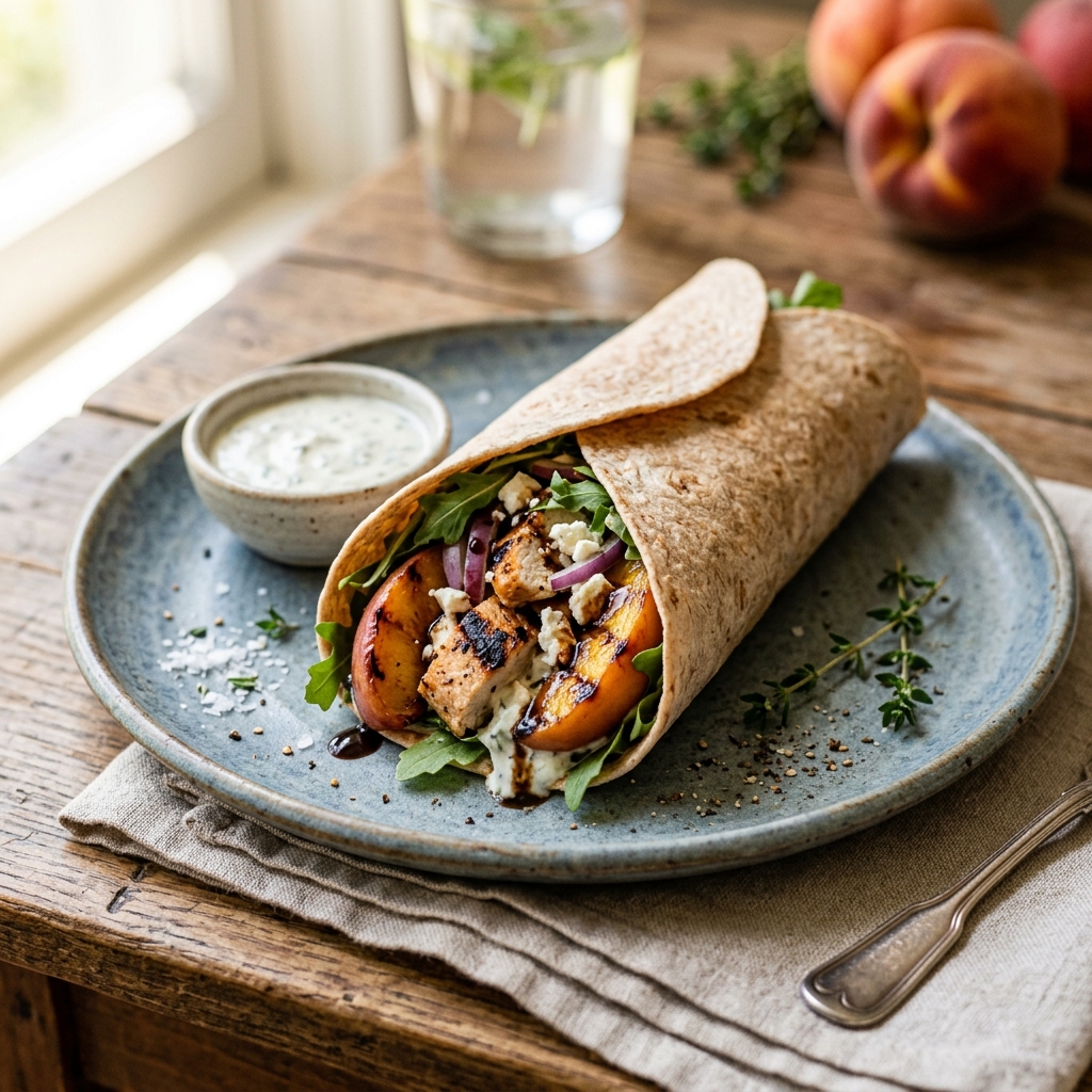 Grilled Peach Chicken Wrap High Protein