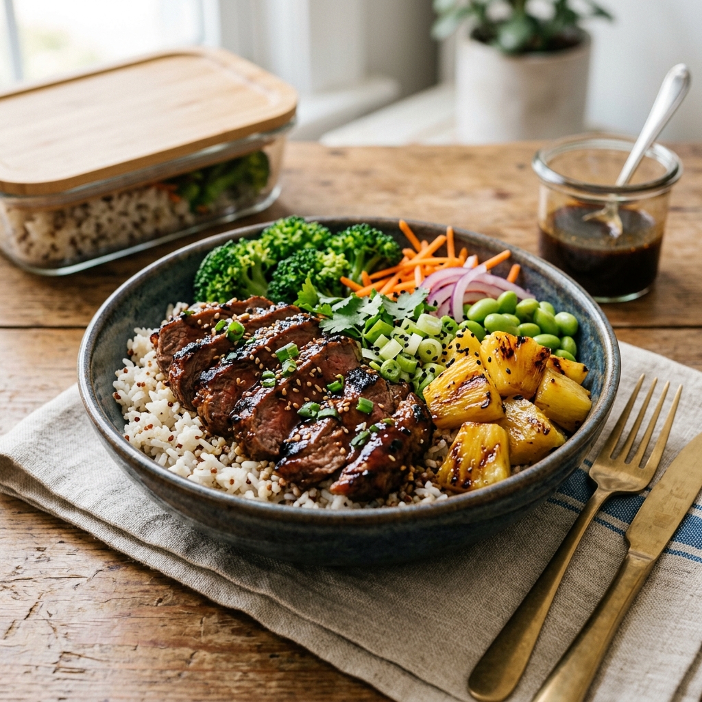 Hawaiian Teriyaki Beef Bowls Meal Prep