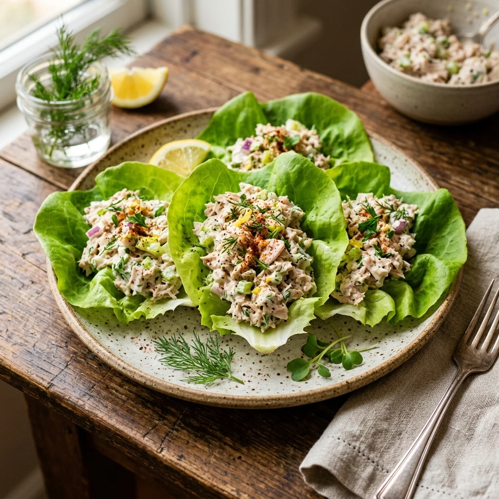 High Protein Tuna Salad Lettuce Wraps