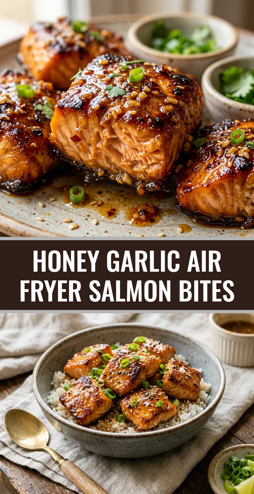 Honey Garlic Air Fryer Salmon Bites