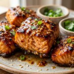 Honey Garlic Air Fryer Salmon Bites