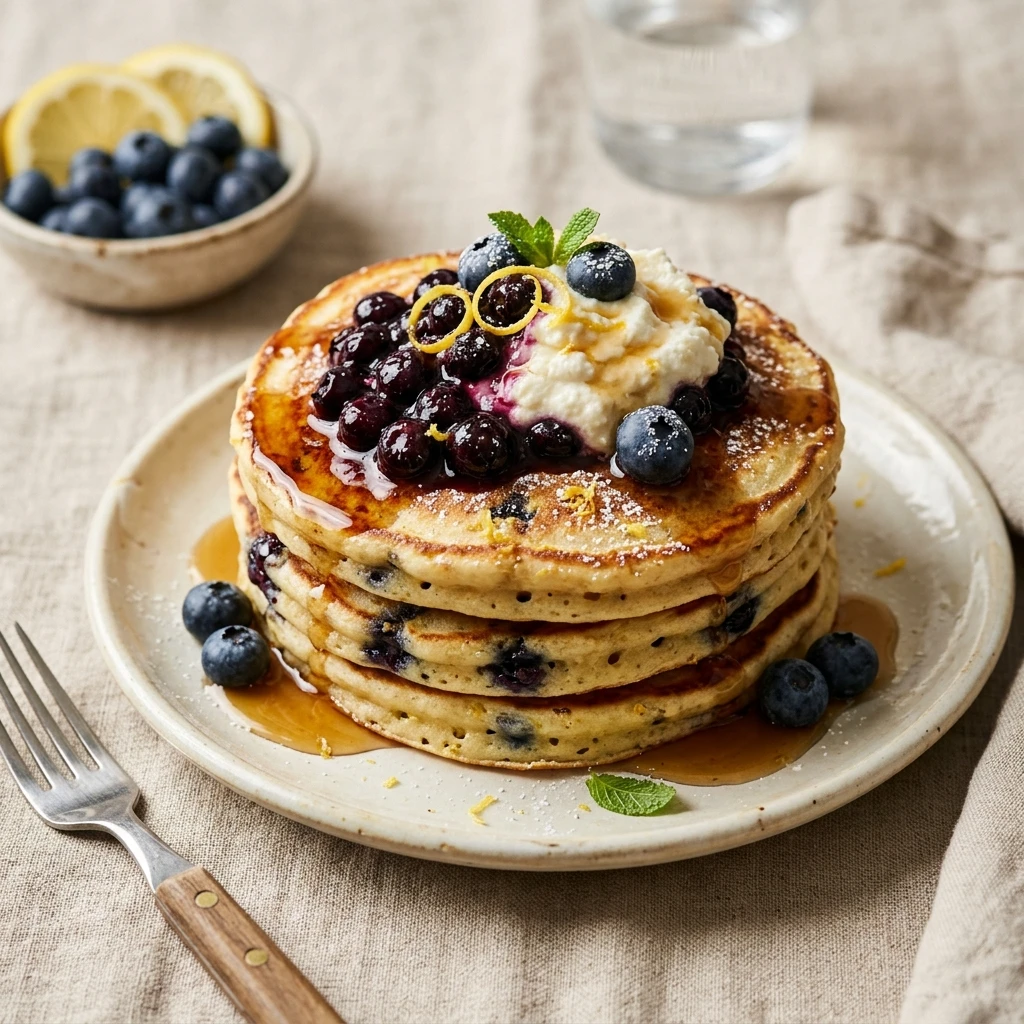 Lemon Blueberry Ricotta Pancakes