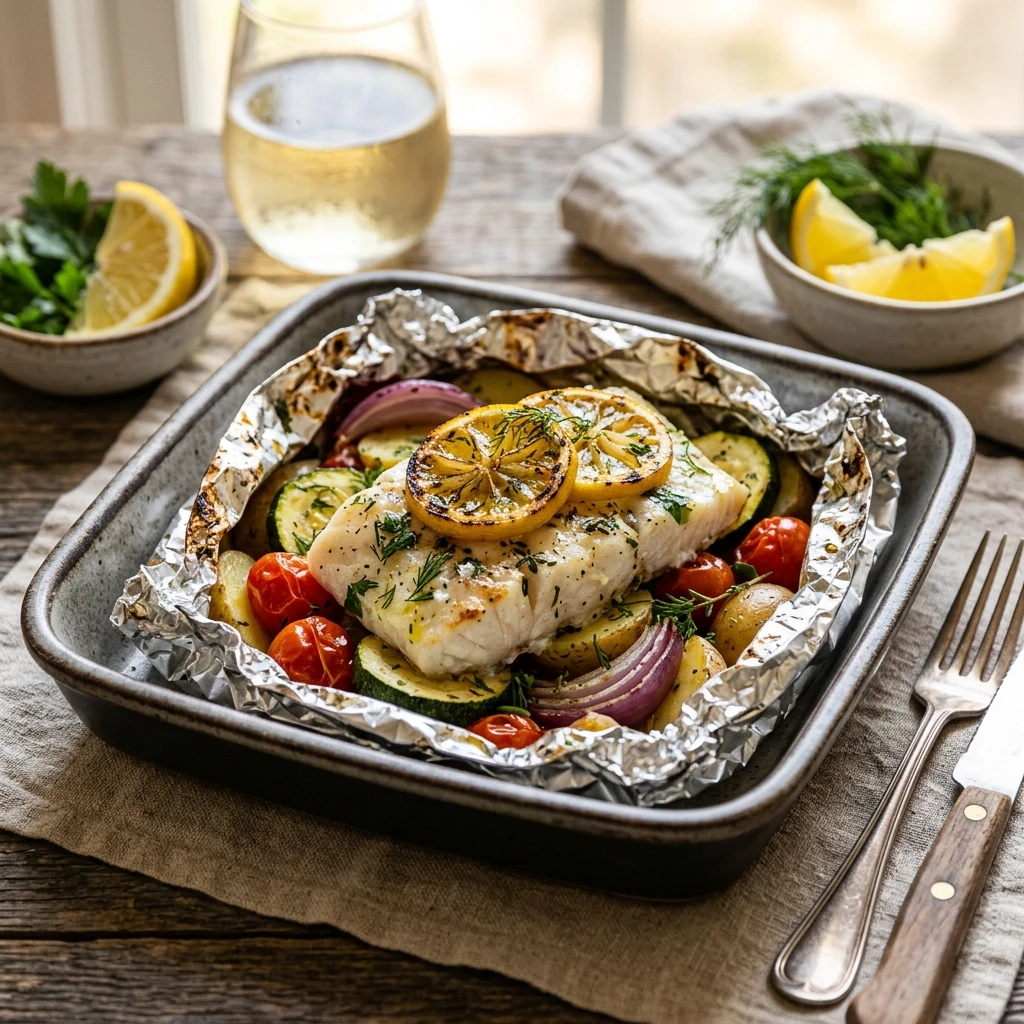 Lemon Herb Grilled Cod Packets