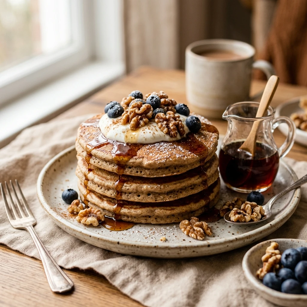 Maple Walnut Protein Pancakes