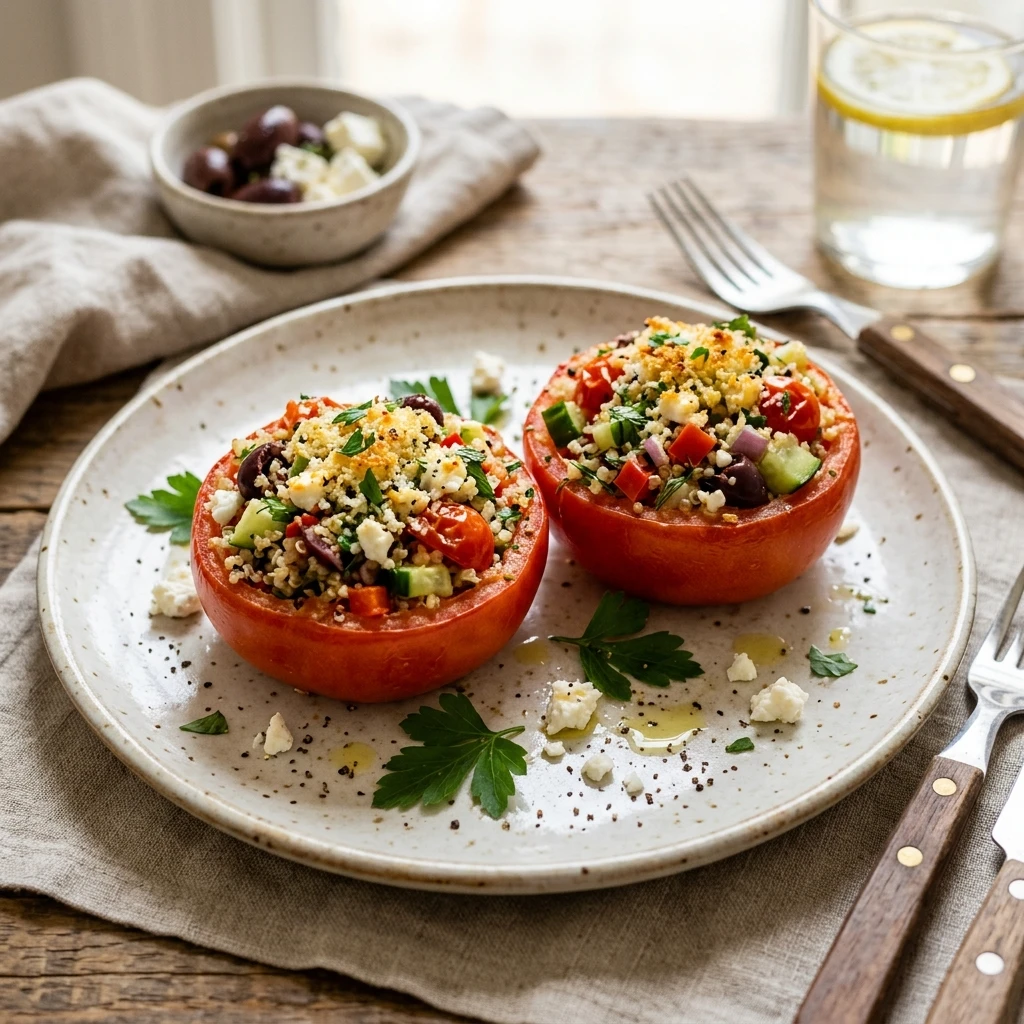 Mediterranean Quinoa Stuffed Tomatoes