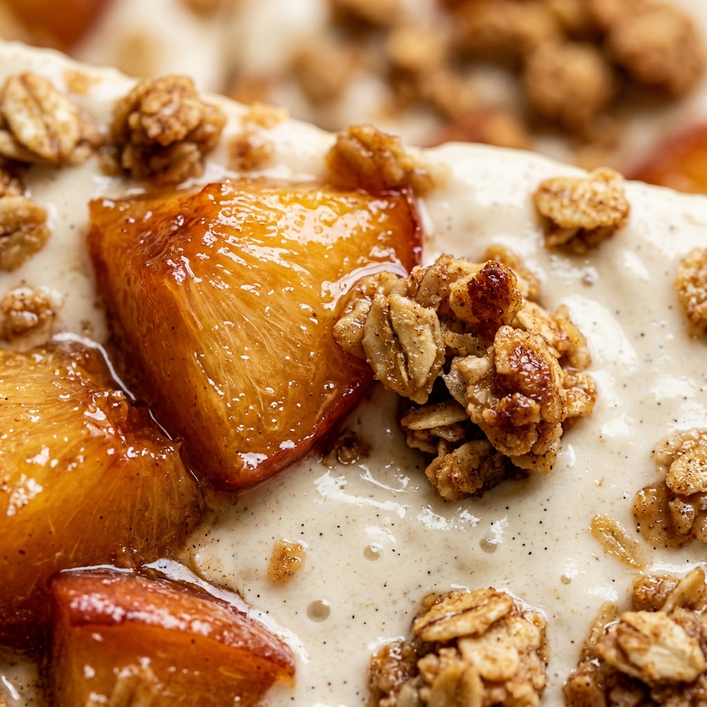 Peach Crumble Protein Yogurt Bark