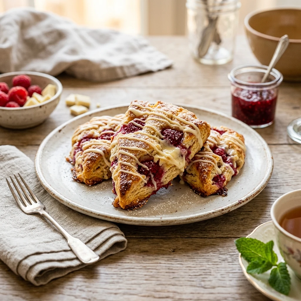 Raspberry White Chocolate Scones