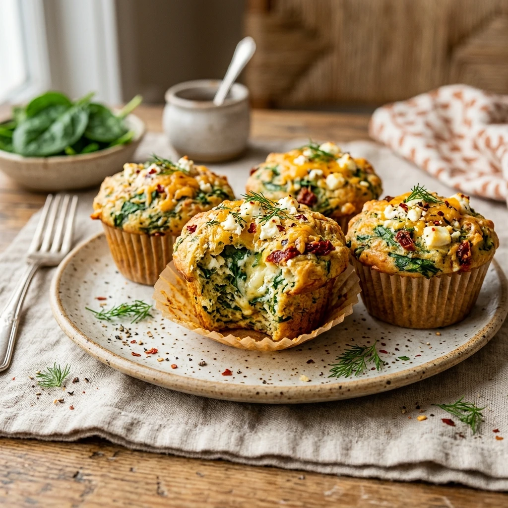 Savory Spinach Feta Breakfast Muffins
