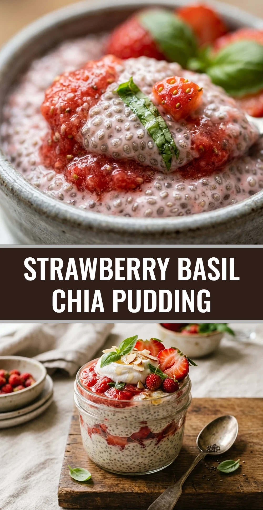 Strawberry Basil Chia Pudding