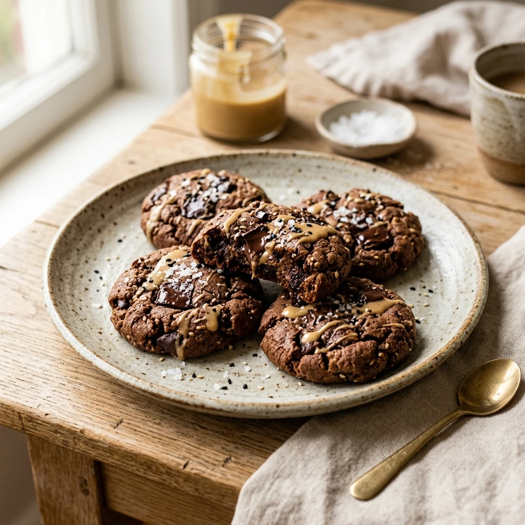 Tahini Chocolate Chickpea Cookies
