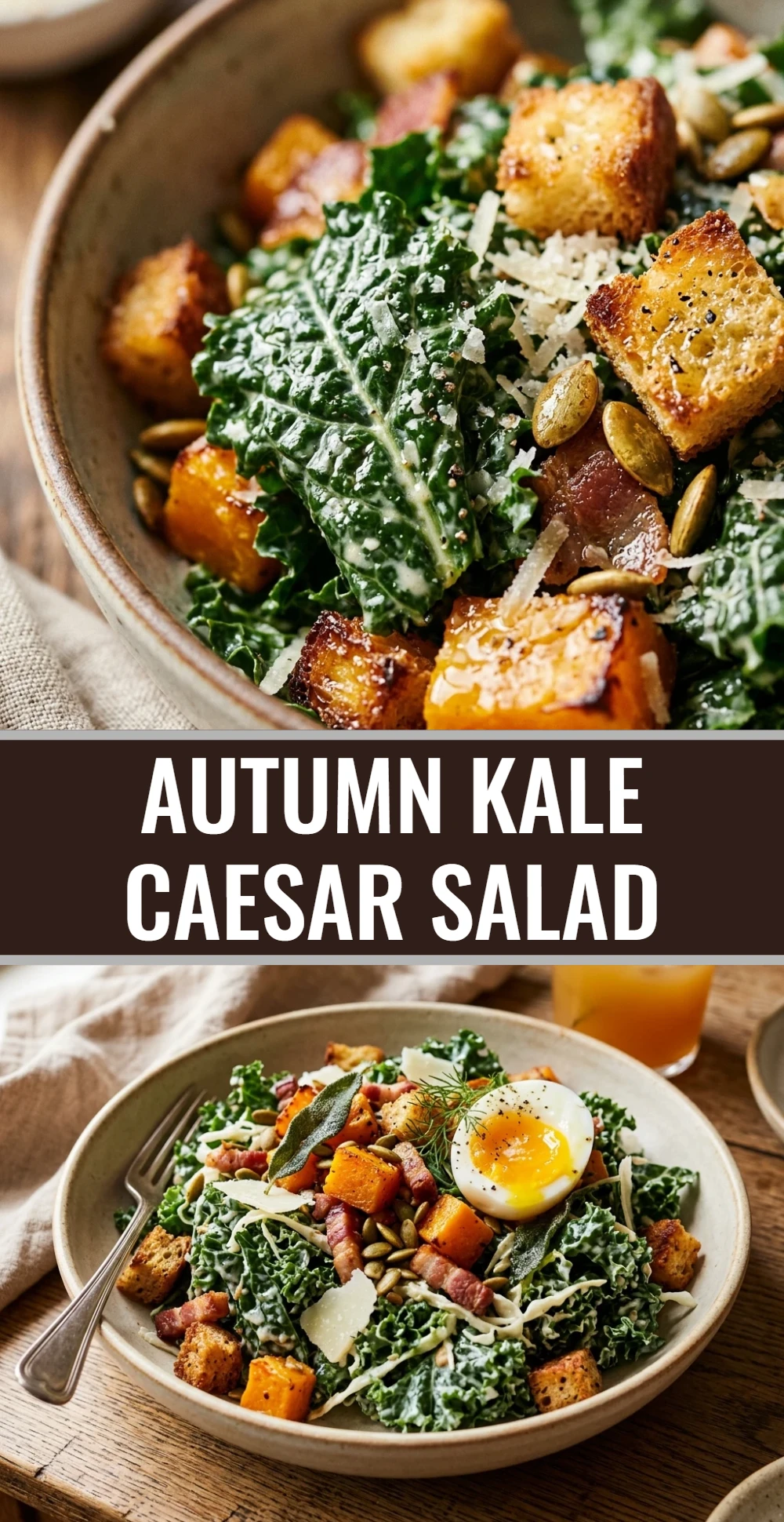 Autumn Kale Caesar Salad
