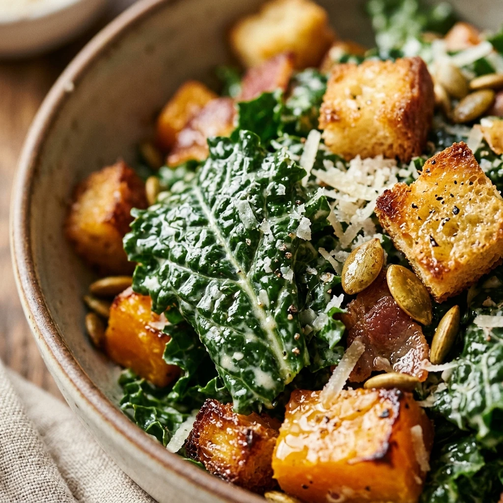 Autumn Kale Caesar Salad