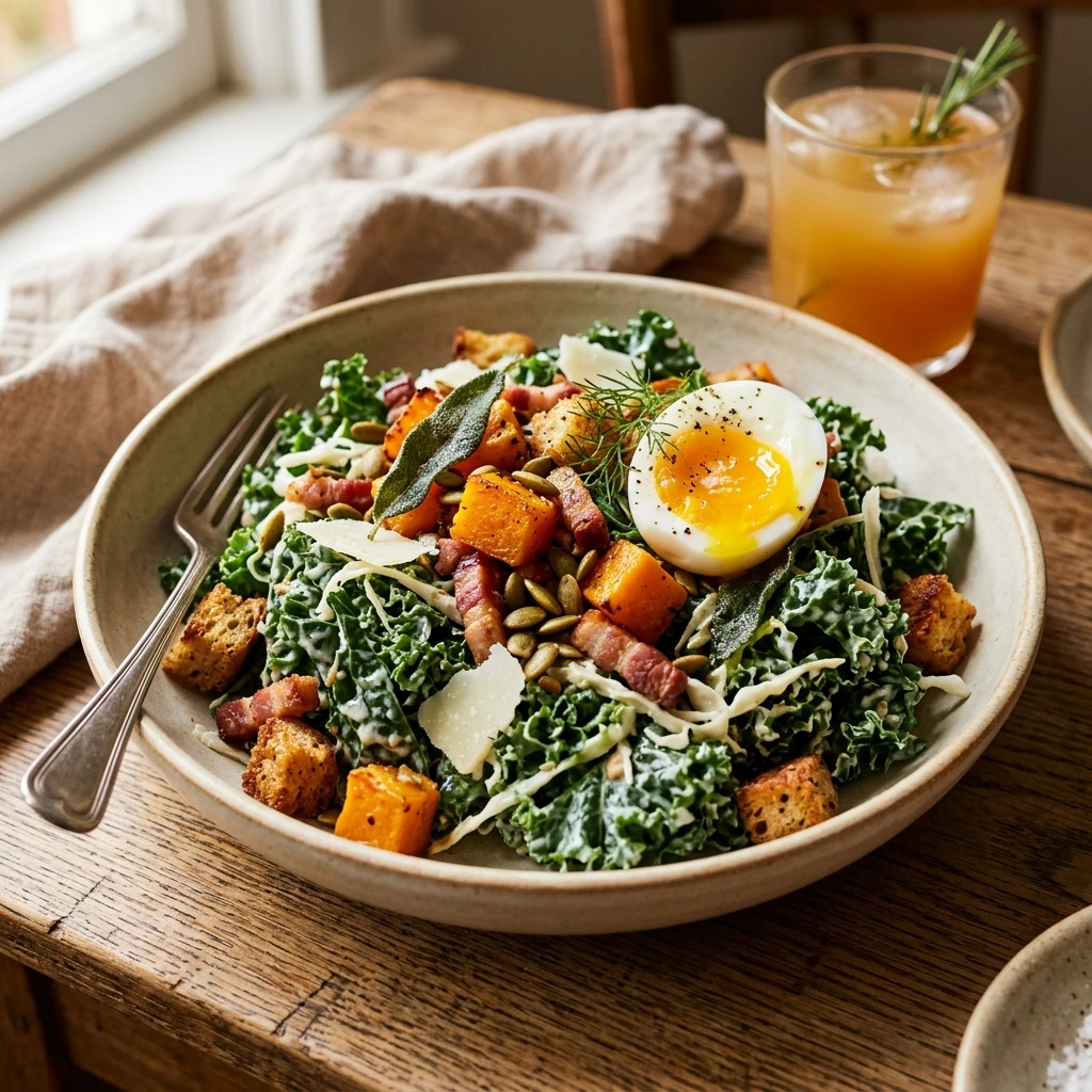 Autumn Kale Caesar Salad