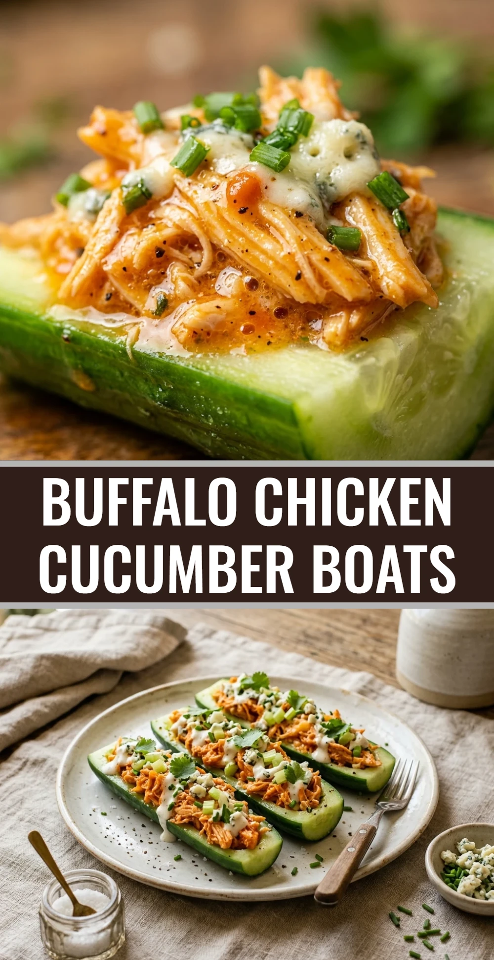 Buffalo Chicken Cucumber Boats