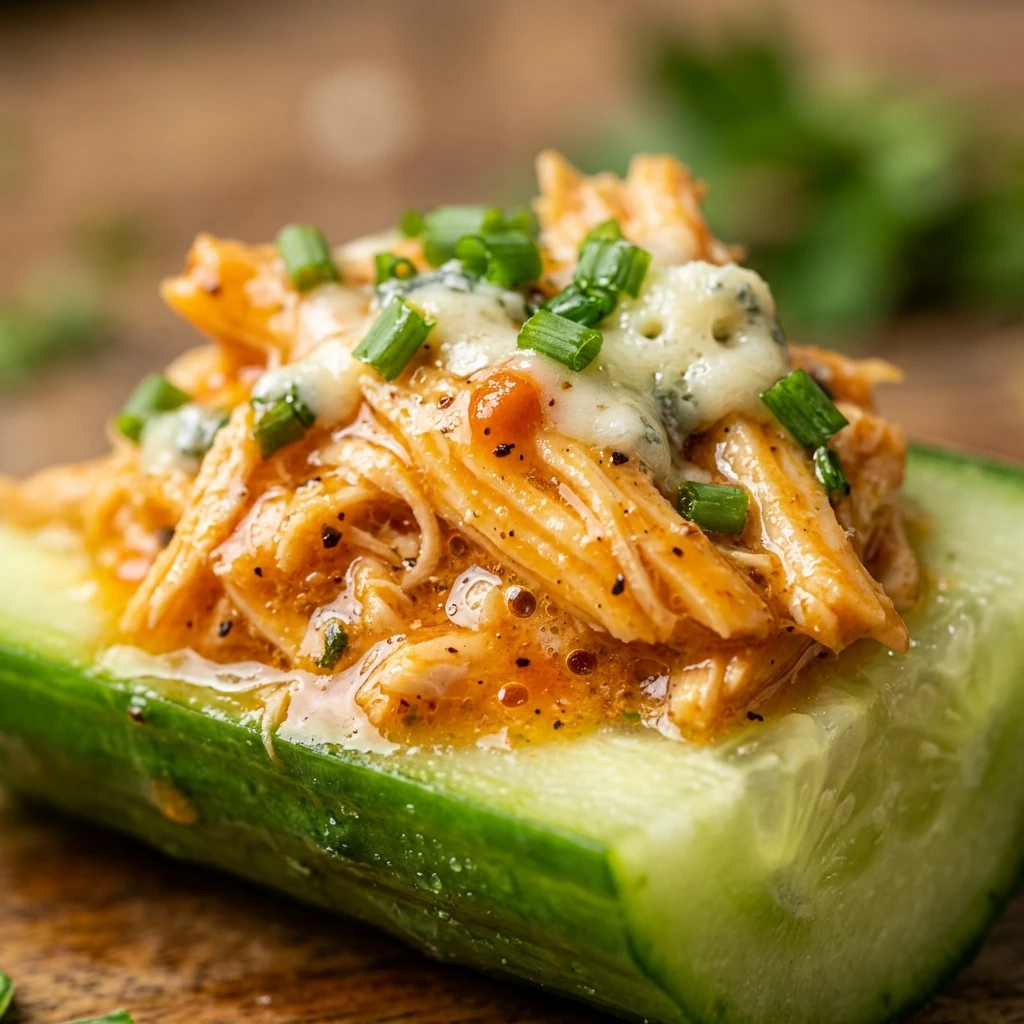 Buffalo Chicken Cucumber Boats