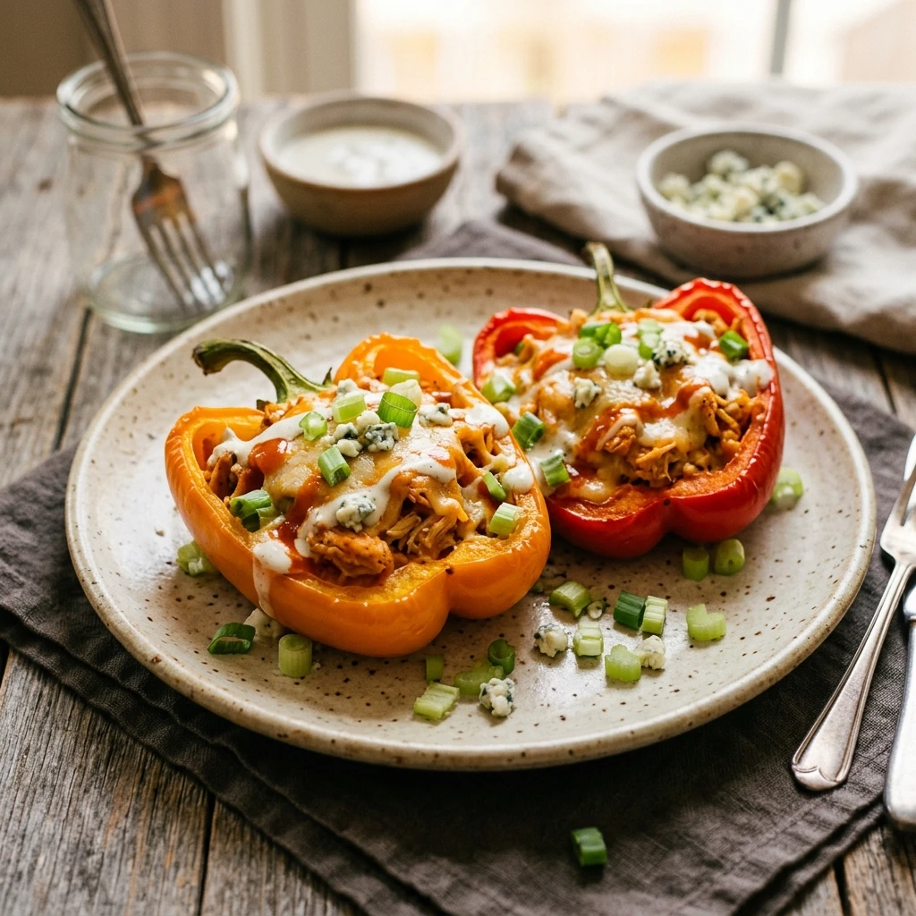 Buffalo Chicken Stuffed Peppers