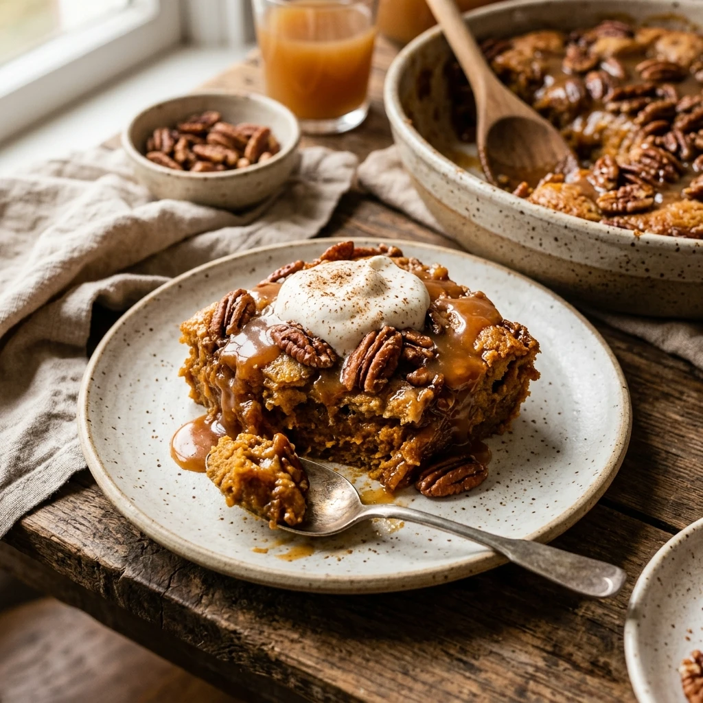 Caramel Pecan Pumpkin Dump Cake