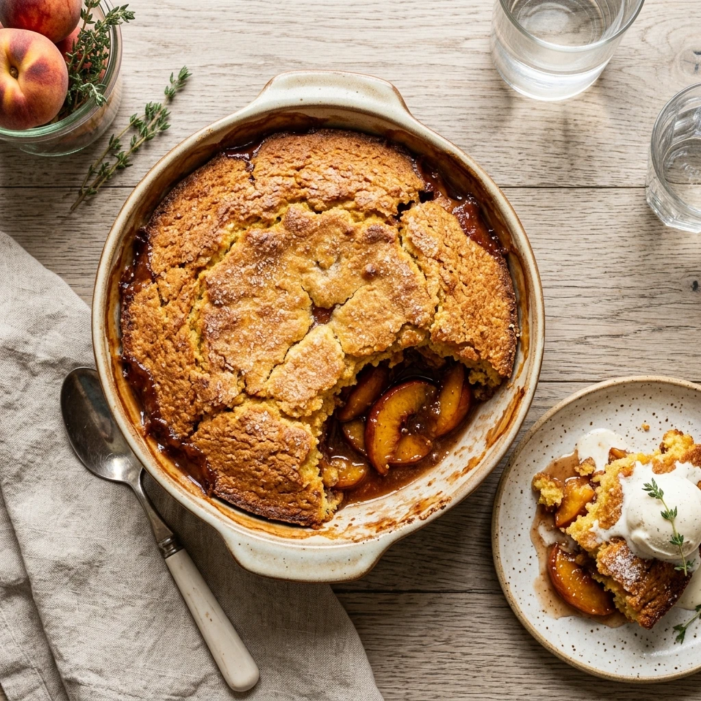 Cornbread Peach Cobbler