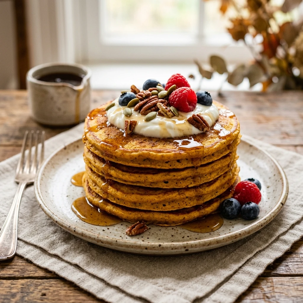 High Protein Pumpkin Pancakes