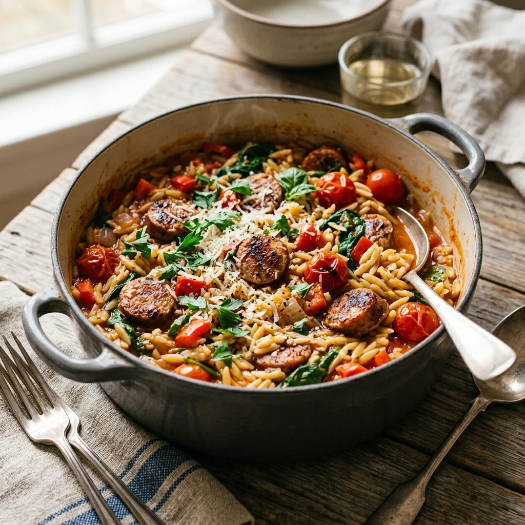 One Pot Sausage And Orzo