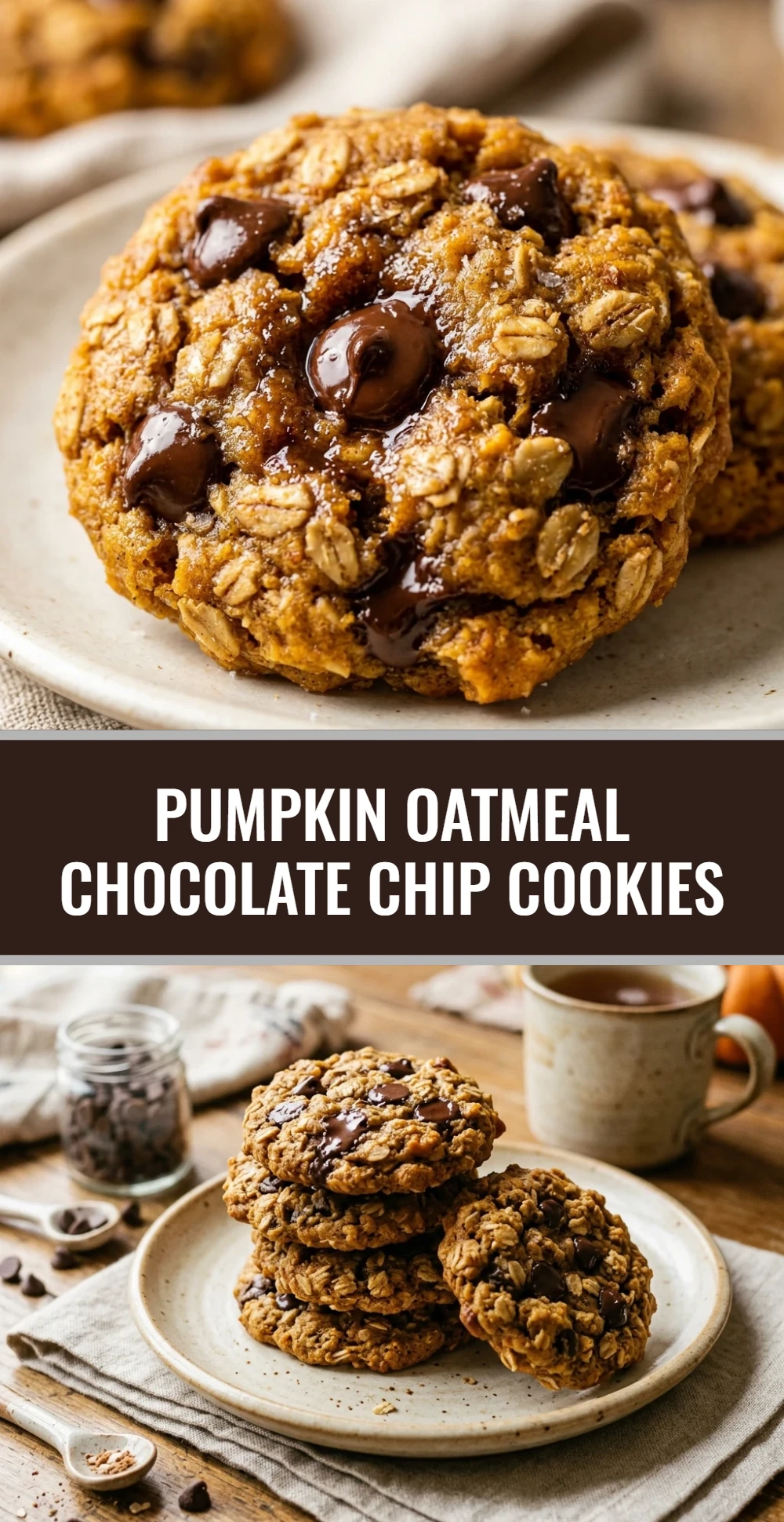 Pumpkin Oatmeal Chocolate Chip Cookies