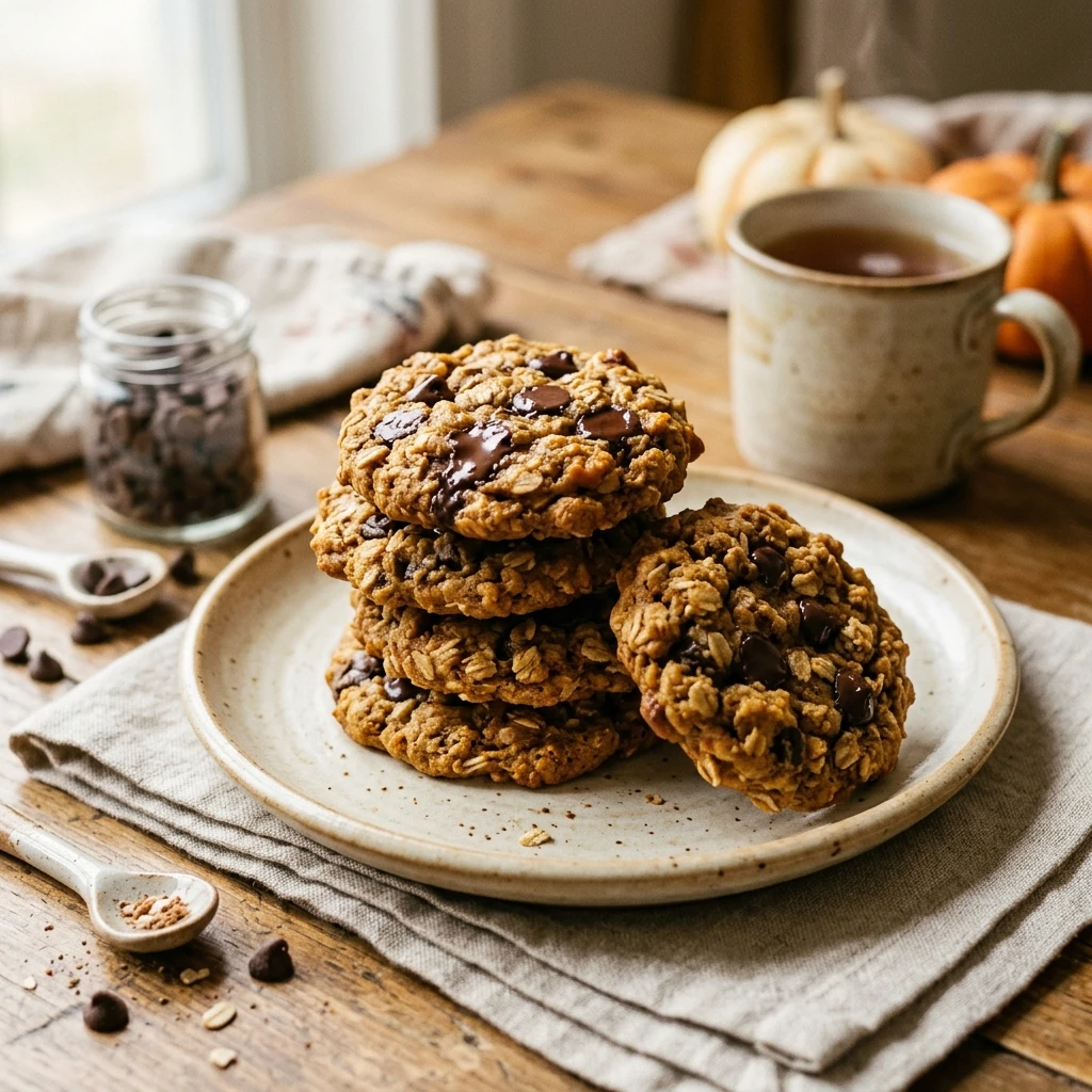 Pumpkin Oatmeal Chocolate Chip Cookies