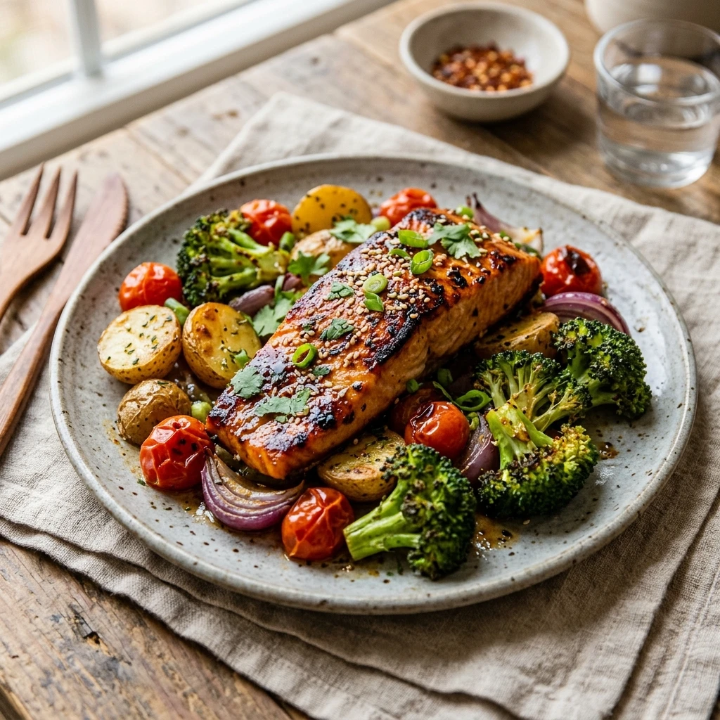 Sheet Pan Miso Salmon Veggies