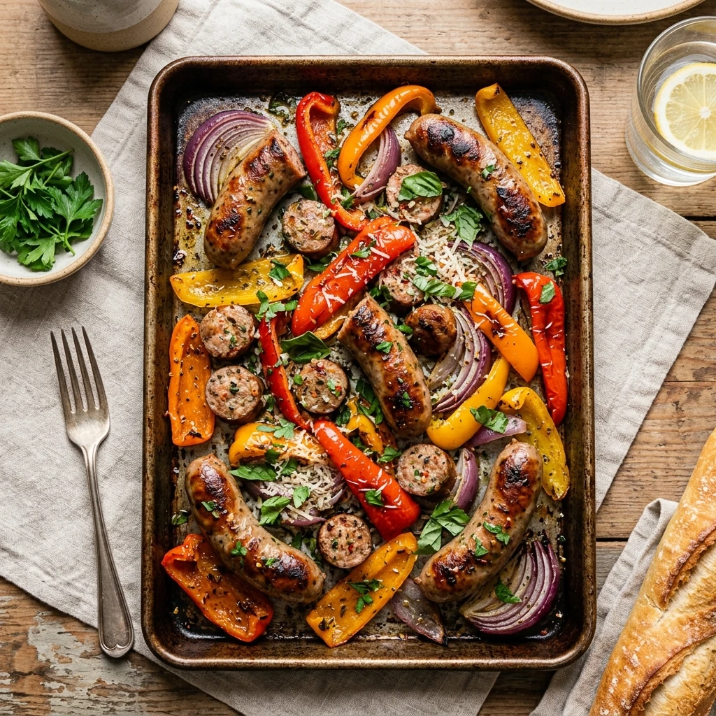 Sheet Pan Sausage And Peppers