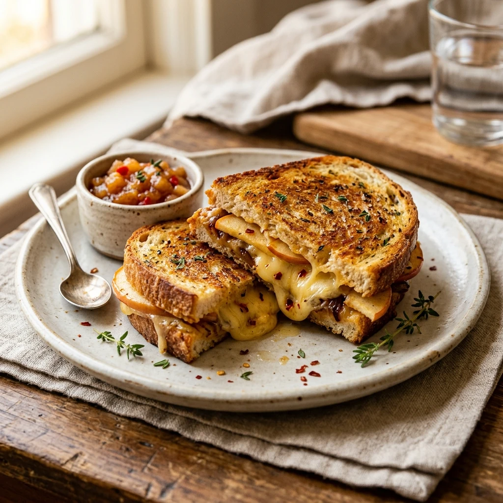 Spicy Apple Cheddar Grilled Cheese