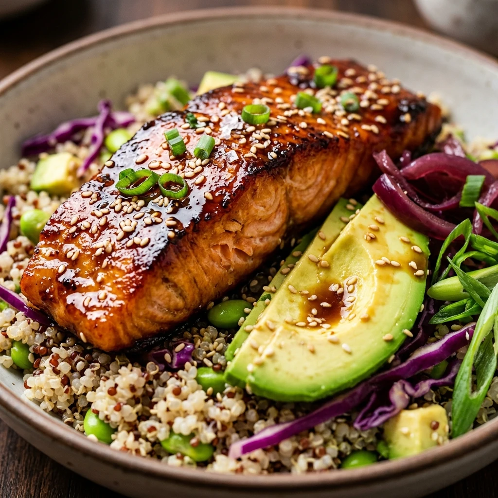 Teriyaki Salmon Quinoa Bowl