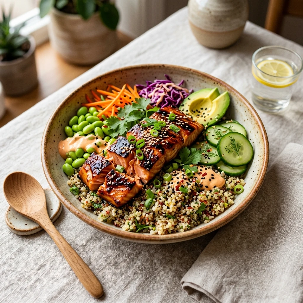 Teriyaki Salmon Quinoa Bowl