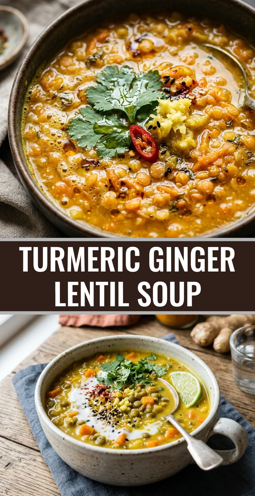 Turmeric Ginger Lentil Soup
