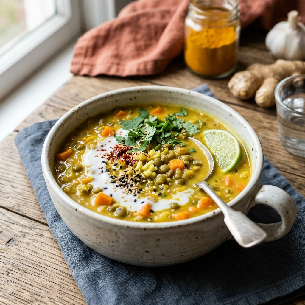 Turmeric Ginger Lentil Soup